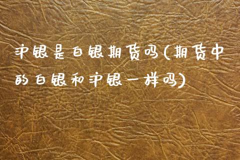 沪银是白银期货吗(期货中的白银和沪银一样吗)_https://www.zztgc.com_期货行情_第1张