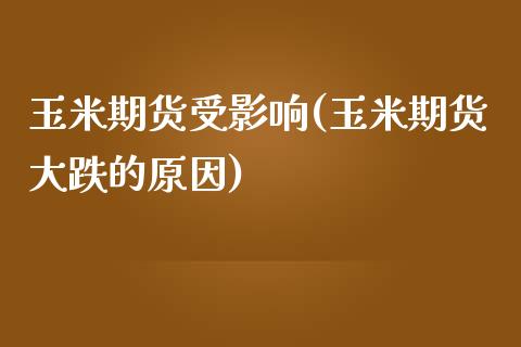 玉米期货受影响(玉米期货大跌的原因)_https://www.zztgc.com_黄金期货_第1张