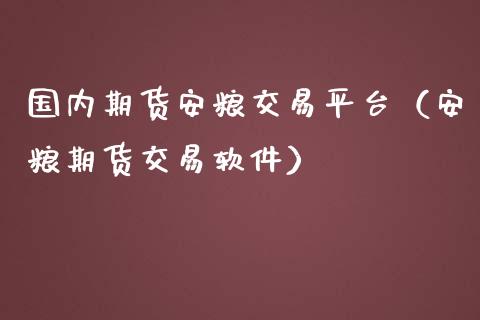 国内期货安粮交易平台（安粮期货交易软件）_https://www.zztgc.com_期货入门_第1张