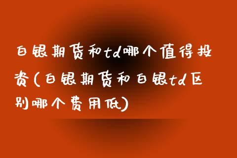 白银期货和td哪个值得投资(白银期货和白银td区别哪个费用低)_https://www.zztgc.com_期货直播_第1张
