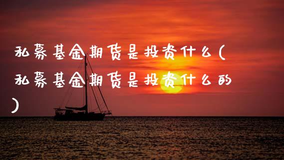 私募基金期货是投资什么(私募基金期货是投资什么的)_https://www.zztgc.com_黄金期货_第1张