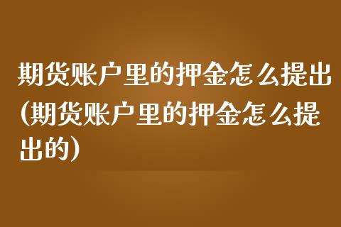 期货账户里的押金怎么提出(期货账户里的押金怎么提出的)_https://www.zztgc.com_期货行情_第1张