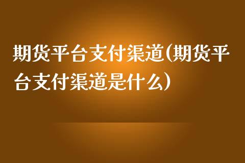 期货平台支付渠道(期货平台支付渠道是什么)_https://www.zztgc.com_期货直播_第1张