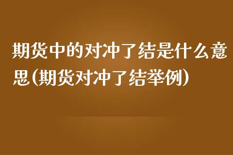 期货中的对冲了结是什么意思(期货对冲了结举例)_https://www.zztgc.com_原油期货_第1张