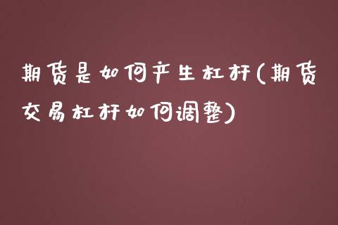 期货是如何产生杠杆(期货交易杠杆如何调整)_https://www.zztgc.com_期货直播_第1张