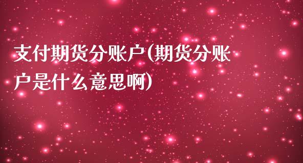 支付期货分账户(期货分账户是什么意思啊)_https://www.zztgc.com_原油期货_第1张