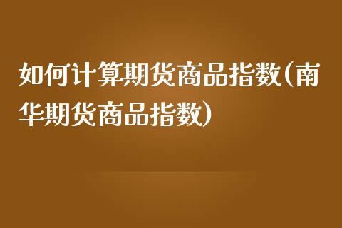 如何计算期货商品指数(南华期货商品指数)_https://www.zztgc.com_期货入门_第1张