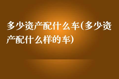 多少资产配什么车(多少资产配什么样的车)_https://www.zztgc.com_期货行情_第1张