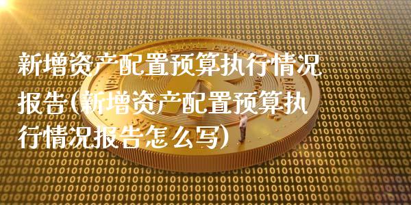 新增资产配置预算执行情况报告(新增资产配置预算执行情况报告怎么写)_https://www.zztgc.com_期货直播_第1张