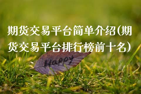期货交易平台简单介绍(期货交易平台排行榜前十名)_https://www.zztgc.com_期货行情_第1张