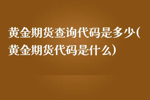 黄金期货查询代码是多少(黄金期货代码是什么)_https://www.zztgc.com_期货直播_第1张