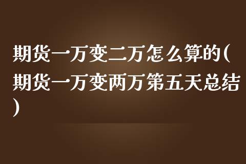 期货一万变二万怎么算的(期货一万变两万第五天总结)_https://www.zztgc.com_期货行情_第1张
