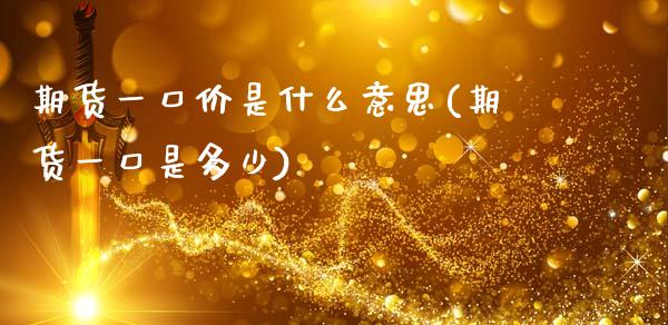 期货一口价是什么意思(期货一口是多少)_https://www.zztgc.com_期货直播_第1张