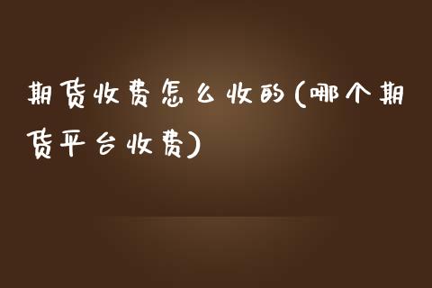 期货收费怎么收的(哪个期货平台收费)_https://www.zztgc.com_原油期货_第1张