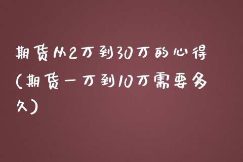 期货从2万到30万的心得(期货一万到10万需要多久)_https://www.zztgc.com_期货开户_第1张