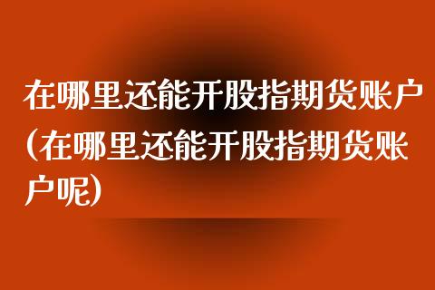 在哪里还能开股指期货账户(在哪里还能开股指期货账户呢)_https://www.zztgc.com_期货直播_第1张