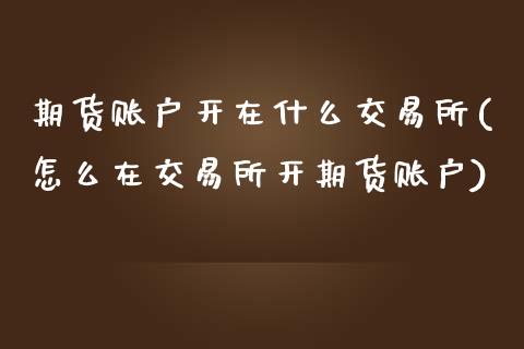 期货账户开在什么交易所(怎么在交易所开期货账户)_https://www.zztgc.com_期货入门_第1张