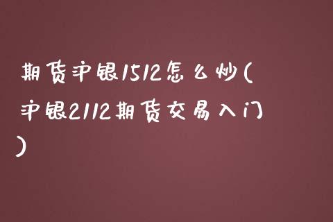 期货沪银1512怎么炒(沪银2112期货交易入门)_https://www.zztgc.com_期货入门_第1张