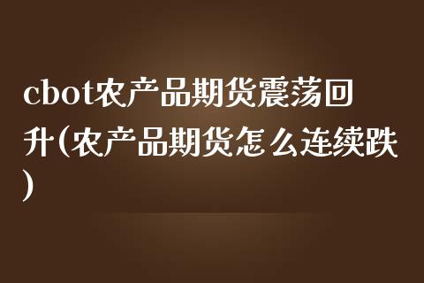 cbot农产品期货震荡回升(农产品期货怎么连续跌)_https://www.zztgc.com_期货入门_第1张