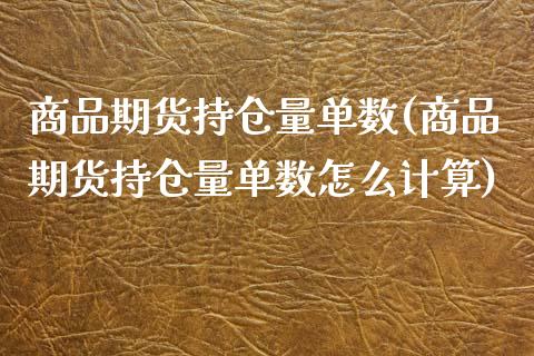 商品期货持仓量单数(商品期货持仓量单数怎么计算)_https://www.zztgc.com_黄金期货_第1张