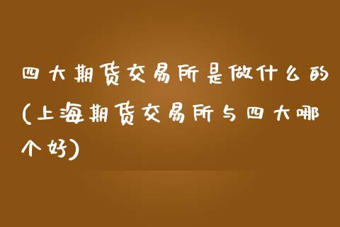 四大期货交易所是做什么的(上海期货交易所与四大哪个好)_https://www.zztgc.com_期货入门_第1张