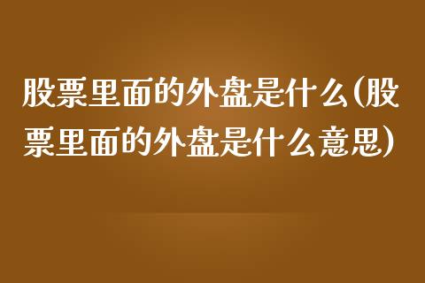 股票里面的外盘是什么(股票里面的外盘是什么意思)_https://www.zztgc.com_期货直播_第1张