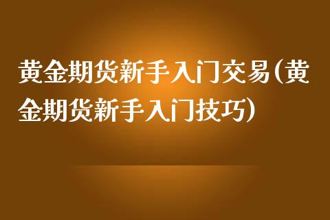 黄金期货新手入门交易(黄金期货新手入门技巧)_https://www.zztgc.com_黄金期货_第1张