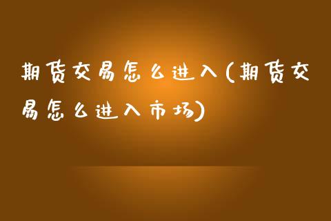 期货交易怎么进入(期货交易怎么进入市场)_https://www.zztgc.com_期货行情_第1张