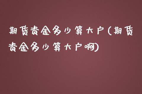 期货资金多少算大户(期货资金多少算大户啊)_https://www.zztgc.com_期货开户_第1张