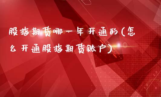 股指期货哪一年开通的(怎么开通股指期货账户)_https://www.zztgc.com_黄金期货_第1张