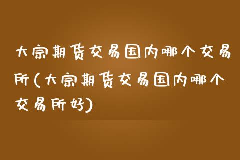 大宗期货交易国内哪个交易所(大宗期货交易国内哪个交易所好)_https://www.zztgc.com_期货行情_第1张