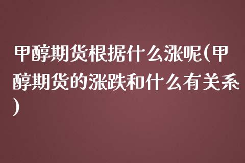 甲醇期货根据什么涨呢(甲醇期货的涨跌和什么有关系)_https://www.zztgc.com_期货行情_第1张