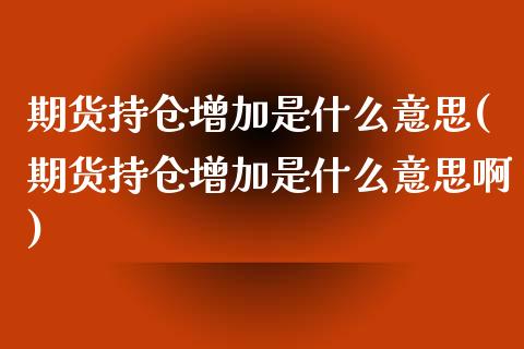 期货持仓增加是什么意思(期货持仓增加是什么意思啊)_https://www.zztgc.com_期货入门_第1张