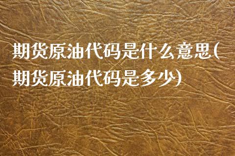 期货原油代码是什么意思(期货原油代码是多少)_https://www.zztgc.com_期货直播_第1张