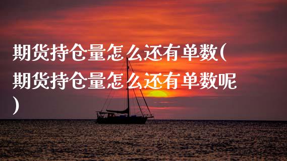 期货持仓量怎么还有单数(期货持仓量怎么还有单数呢)_https://www.zztgc.com_原油期货_第1张