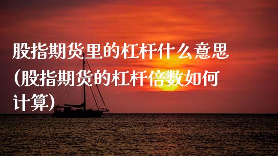 股指期货里的杠杆什么意思(股指期货的杠杆倍数如何计算)_https://www.zztgc.com_期货行情_第1张