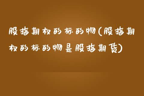 股指期权的标的物(股指期权的标的物是股指期货)_https://www.zztgc.com_期货直播_第1张