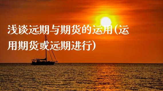 浅谈远期与期货的运用(运用期货或远期进行)_https://www.zztgc.com_黄金期货_第1张