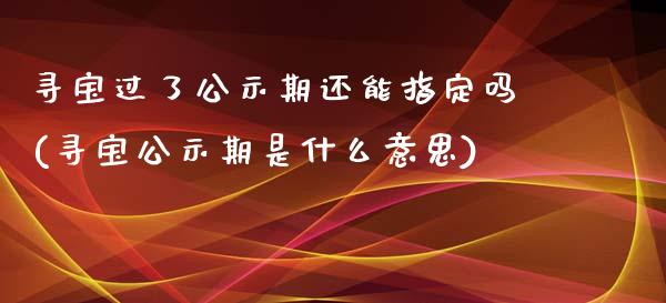 寻宝过了公示期还能指定吗(寻宝公示期是什么意思)_https://www.zztgc.com_期货入门_第1张