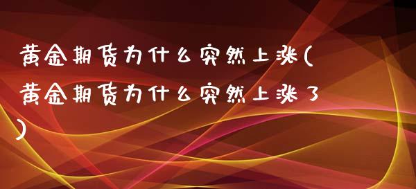 黄金期货为什么突然上涨(黄金期货为什么突然上涨了)_https://www.zztgc.com_期货直播_第1张
