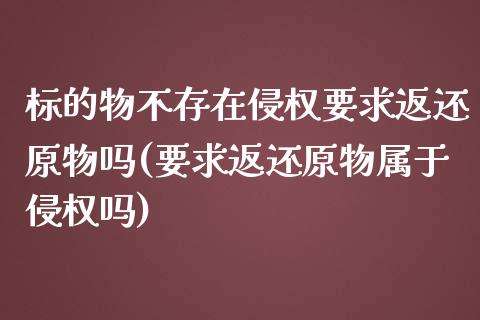 标的物不存在要求返还原物吗(要求返还原物属于吗)_https://www.zztgc.com_期货直播_第1张