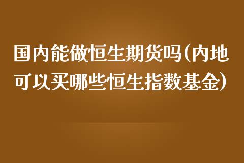 国内能做恒生期货吗(内地可以买哪些恒生指数基金)_https://www.zztgc.com_原油期货_第1张
