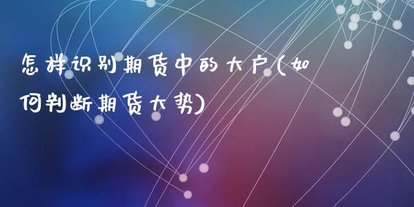 怎样识别期货中的大户(如何判断期货大势)_https://www.zztgc.com_黄金期货_第1张
