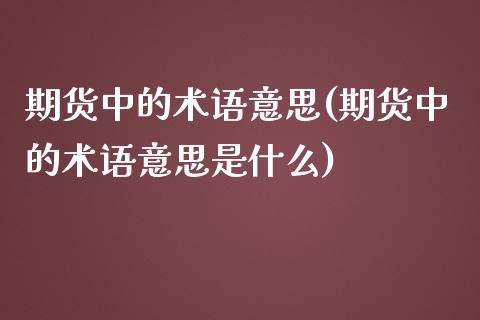 期货中的术语意思(期货中的术语意思是什么)_https://www.zztgc.com_黄金期货_第1张