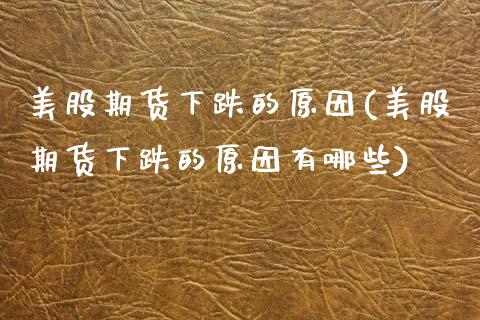 美股期货下跌的原因(美股期货下跌的原因有哪些)_https://www.zztgc.com_期货直播_第1张