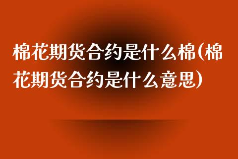棉花期货合约是什么棉(棉花期货合约是什么意思)_https://www.zztgc.com_期货入门_第1张