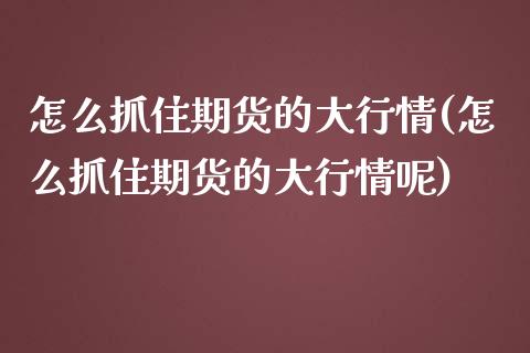 怎么抓住期货的大行情(怎么抓住期货的大行情呢)_https://www.zztgc.com_黄金期货_第1张