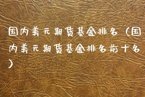 国内美元期货基金排名（国内美元期货基金排名前十名）_https://www.zztgc.com_原油期货_第1张