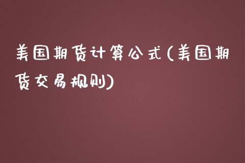 美国期货计算公式(美国期货交易规则)_https://www.zztgc.com_期货行情_第1张
