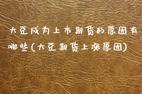 大豆成为上市期货的原因有哪些(大豆期货上涨原因)_https://www.zztgc.com_期货入门_第1张
